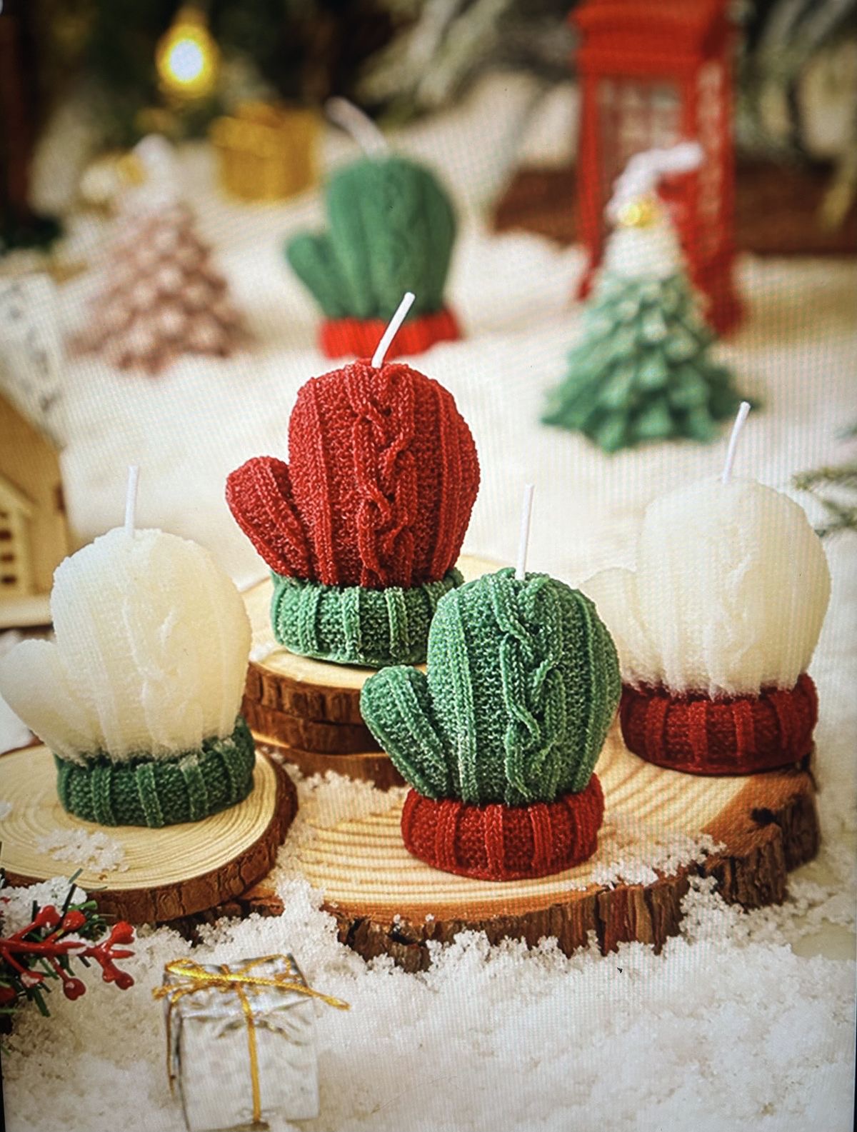 Knitted Mitten Candles