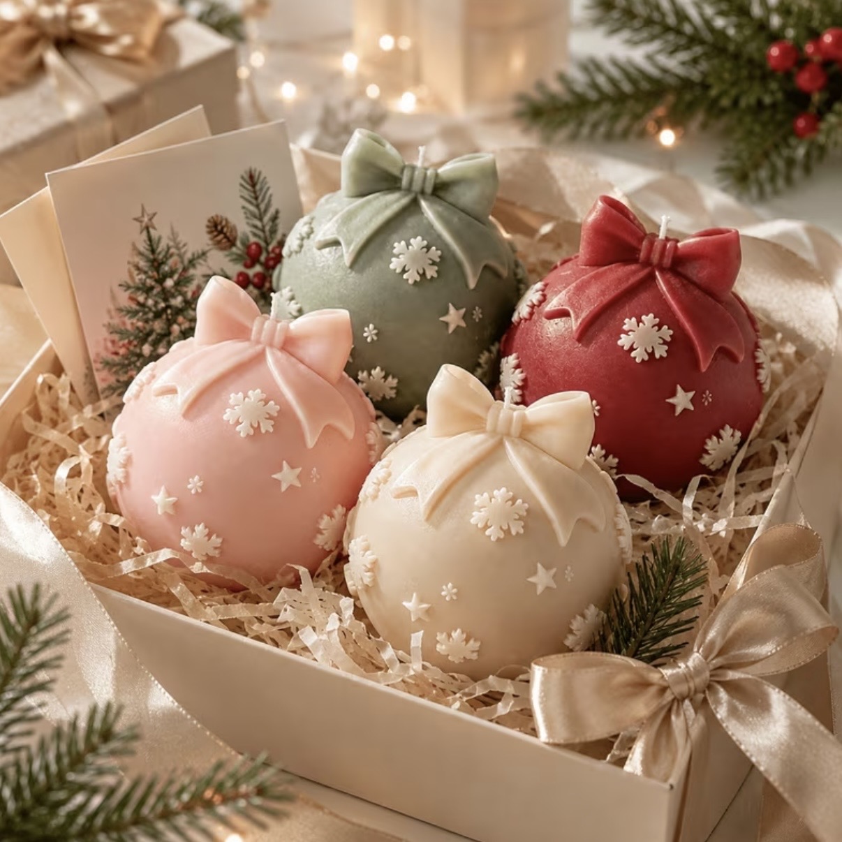 Bow Bauble Gift Set Candles