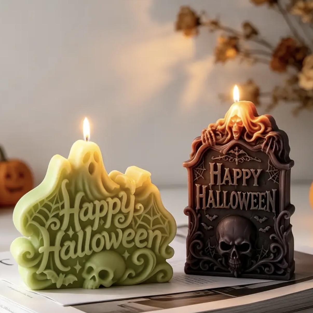 Happy Halloween Sign Candles