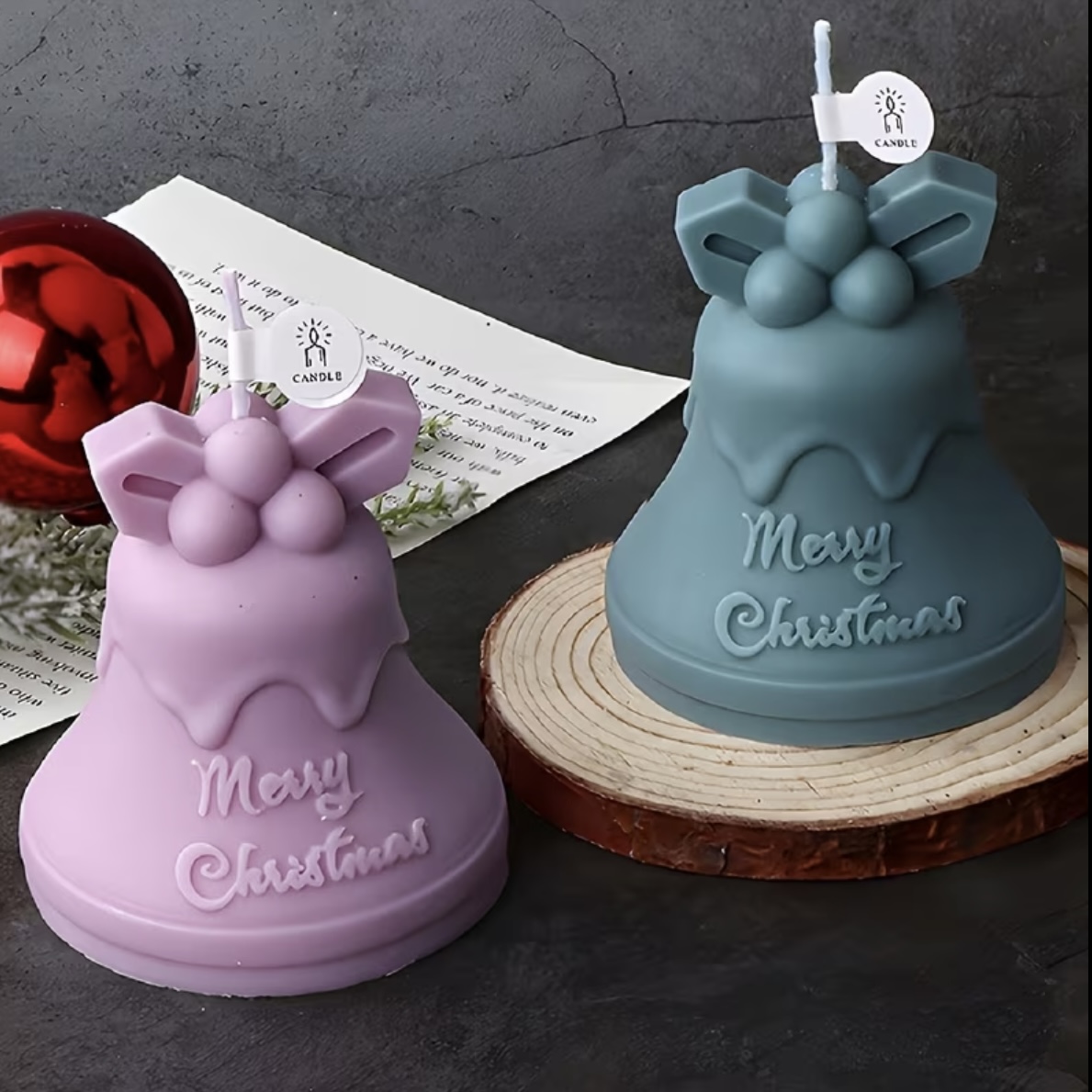 Merry Christmas Bell Candles