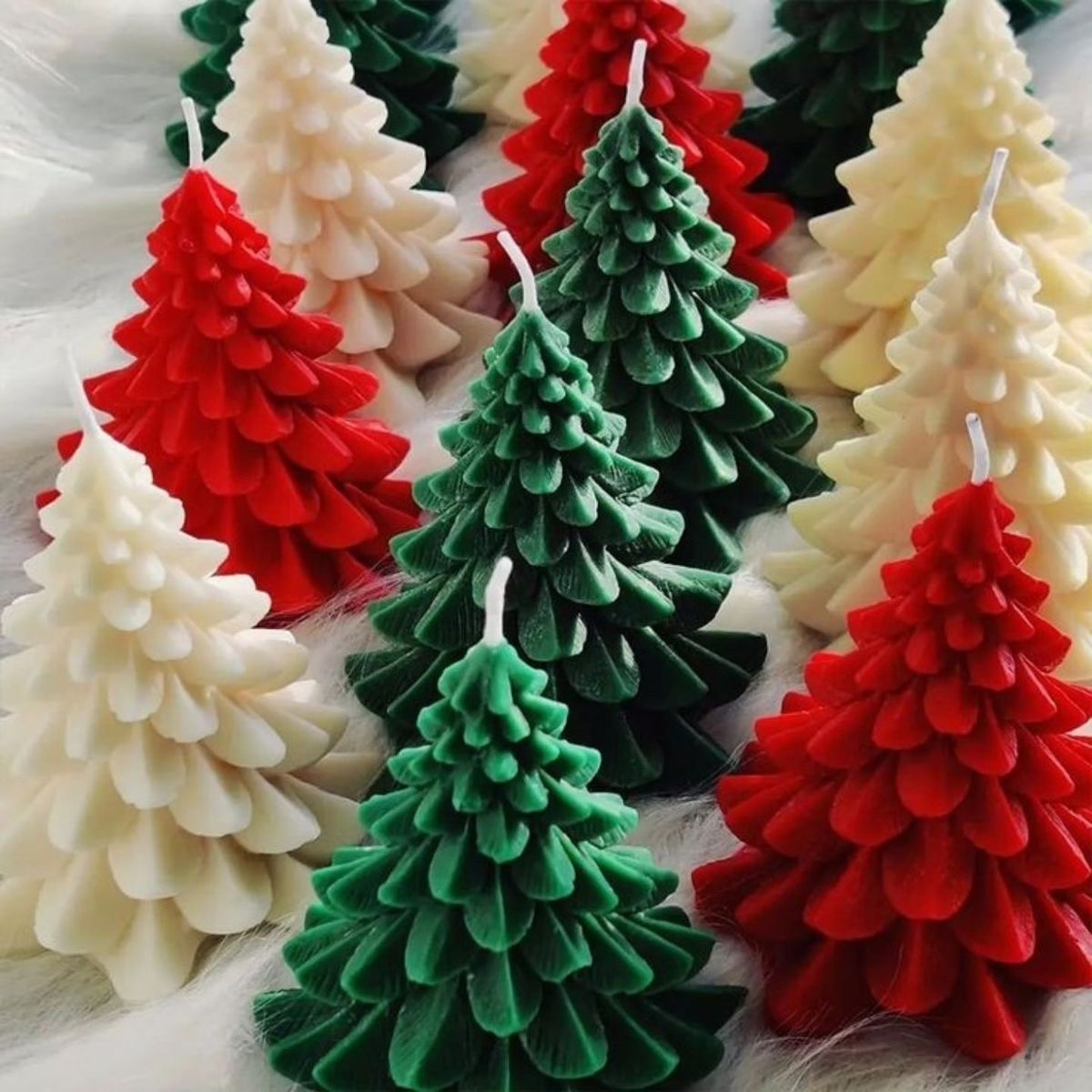 Layered Pine Tree Candles