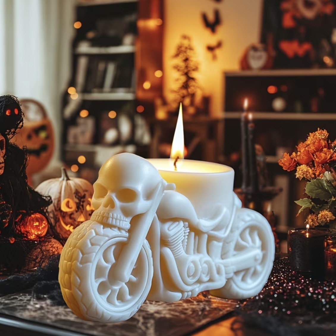 Skull Motorcycle Candle